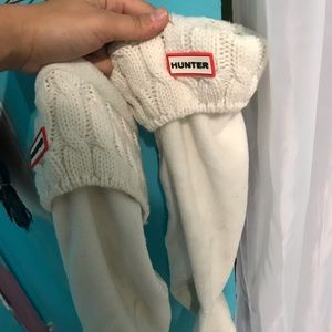 White hunter long boot fleece socks